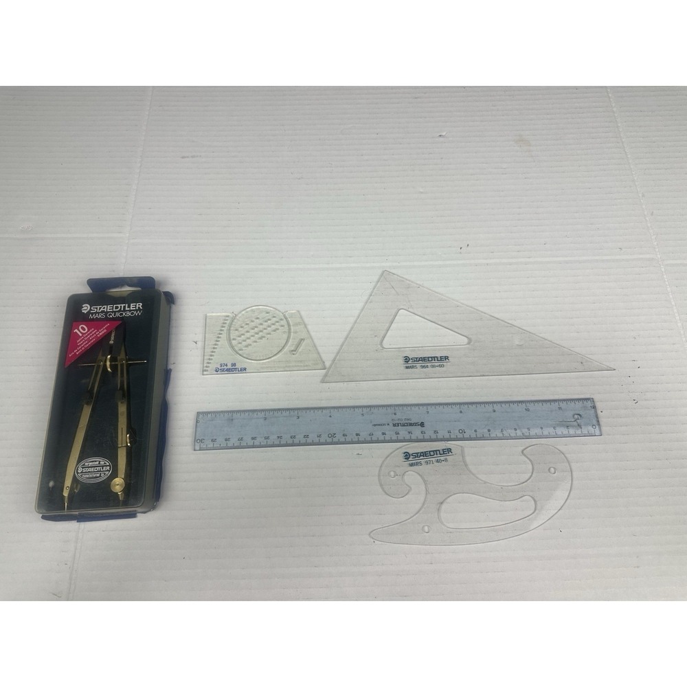 VTG Staedtler Mars Quickbow Drafting Instrument And Ruler,triangle,letter Guide - Picture 5 of 5